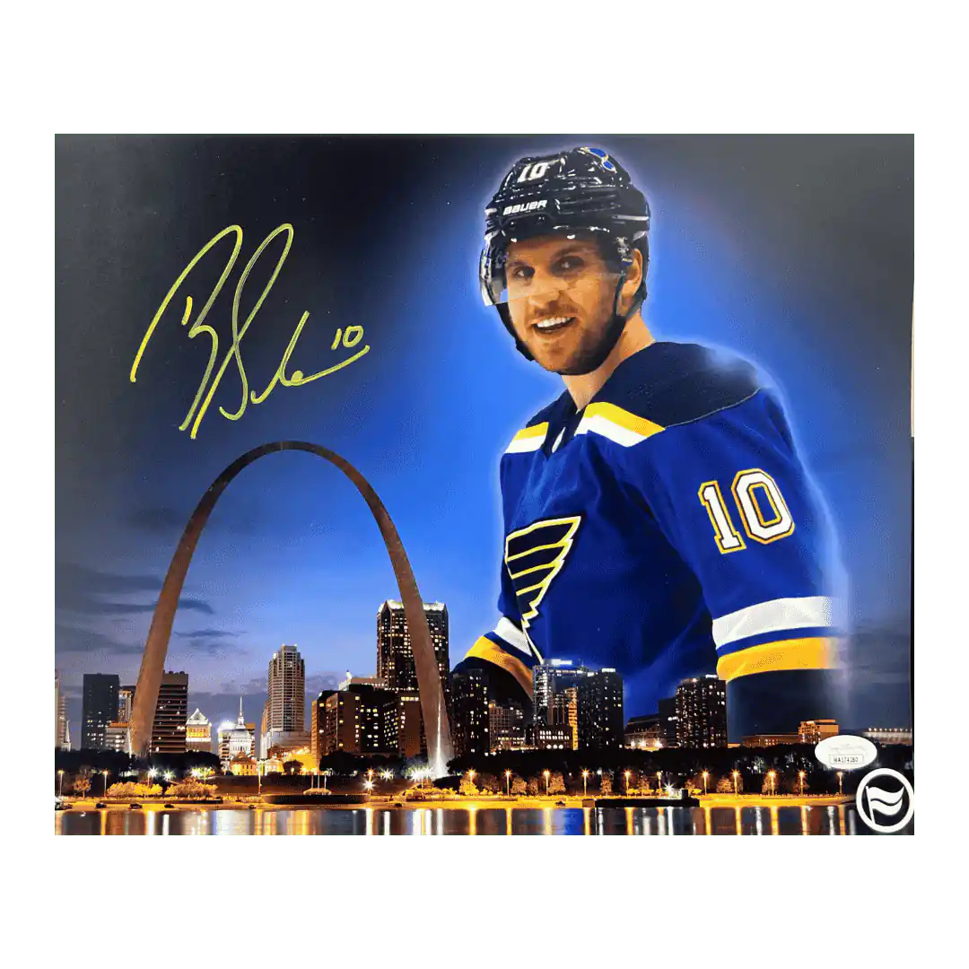 Brayden Schenn St Louis Blues Blue Autographed Fan Cave Custom Photo - JSA COA