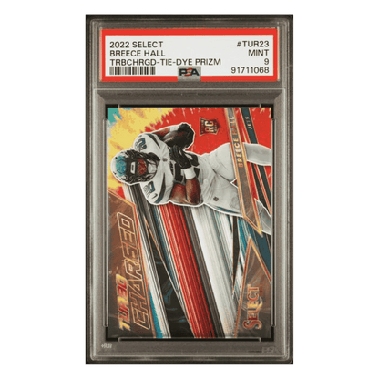 Breece Hall PSA 9 2022 Panini Select Turbocharged Tie Dye Prizm Rookie RC #d /25 Card #TUR23