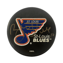 Brett Hull St Louis Blues Autographed Retro Logo Puck - JSA COA