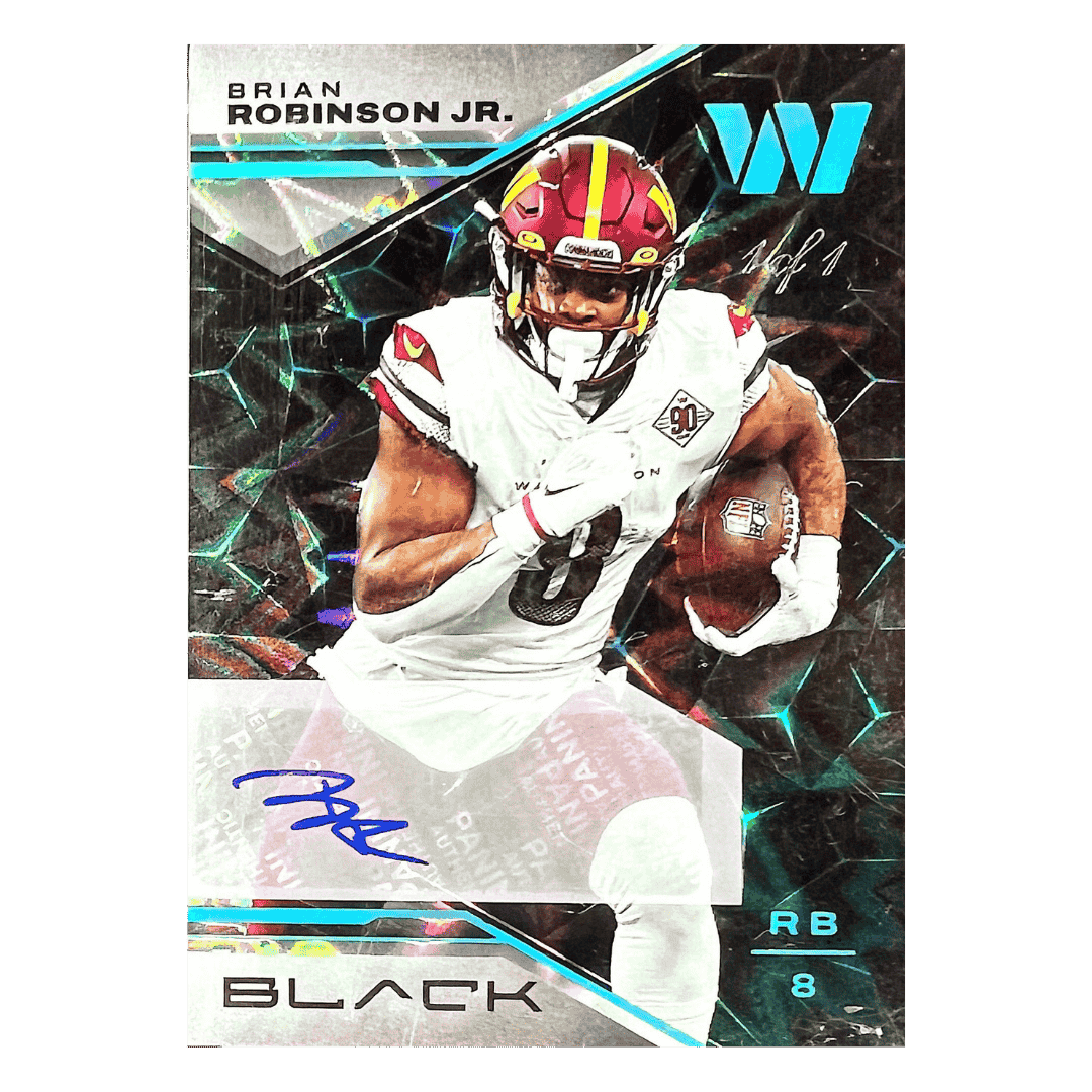 Brian Robinson Jr 2023 Panini Black Autograph Platinum Rookie RC 1/1 Card #97