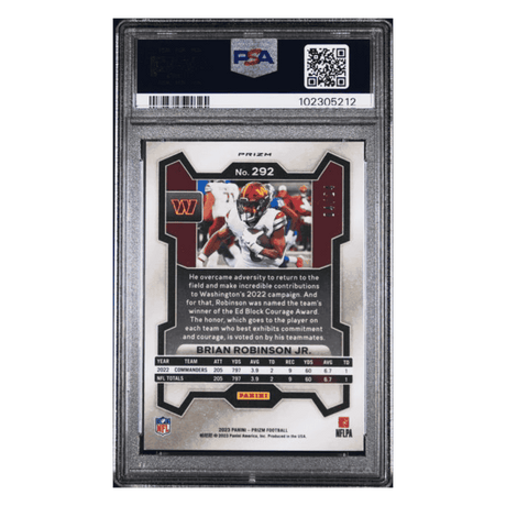 Brian Robinson Jr PSA 9 2023 Panini Prizm Gold Sparkle #d /24 Card #292