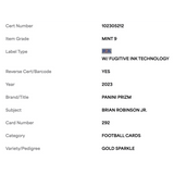 Brian Robinson Jr PSA 9 2023 Panini Prizm Gold Sparkle #d /24 Card #292