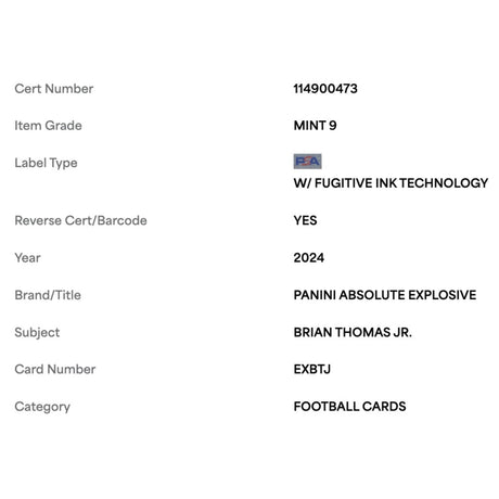 Brian Thomas Jr PSA 9 2024 Panini Absolute Explosive Rookie RC Card #EXBTJ