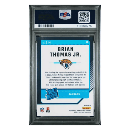 Brian Thomas Jr PSA 9 2024 Panini Donruss Optic Blue Scope Rated Rookie Card #214