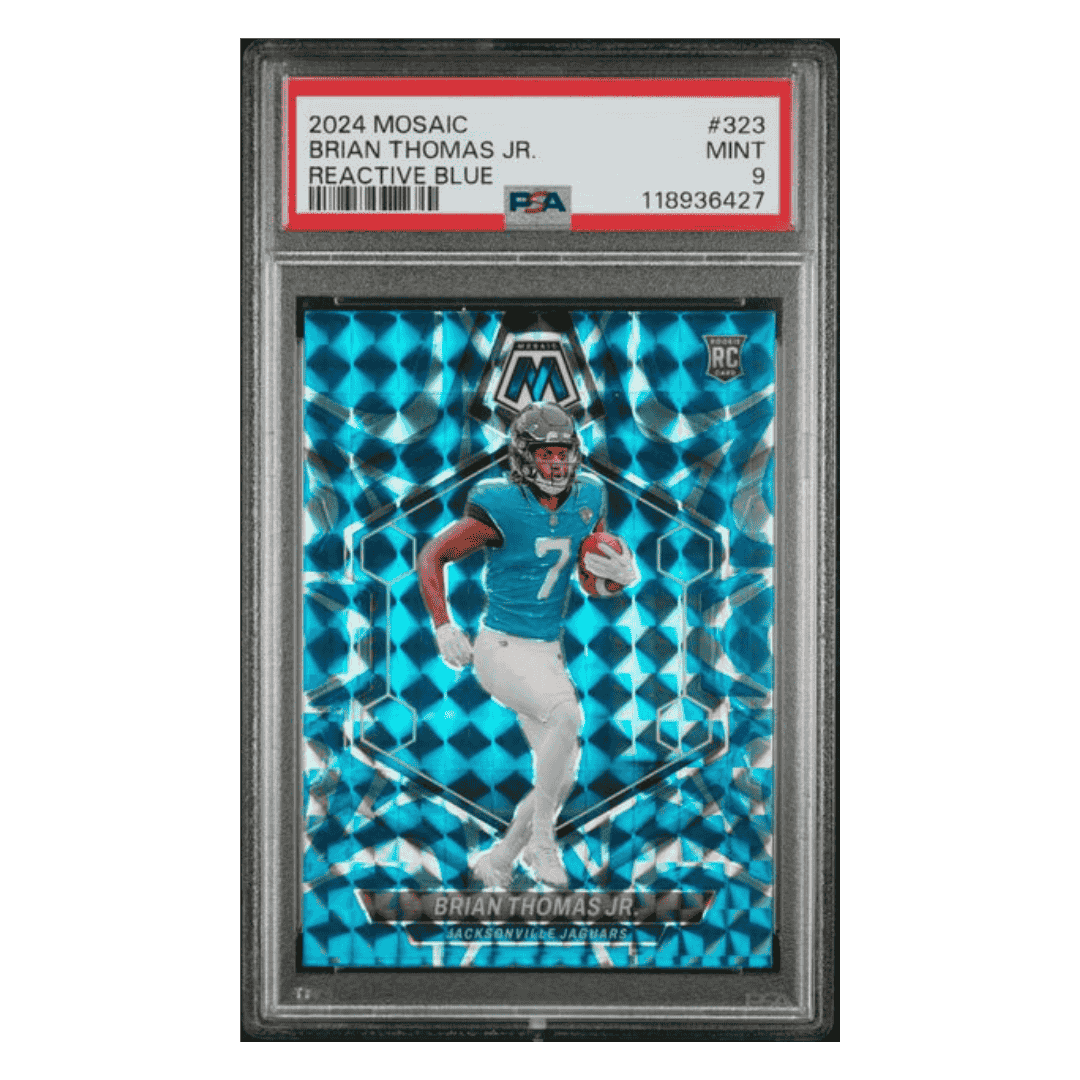 Brian Thomas Jr PSA 9 2024 Panini Mosaic Reactive Blue Rookie RC Card #323