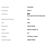 Brian Thomas Jr PSA 9 2024 Panini Prizm Green Prizm Rookie RC Card #314