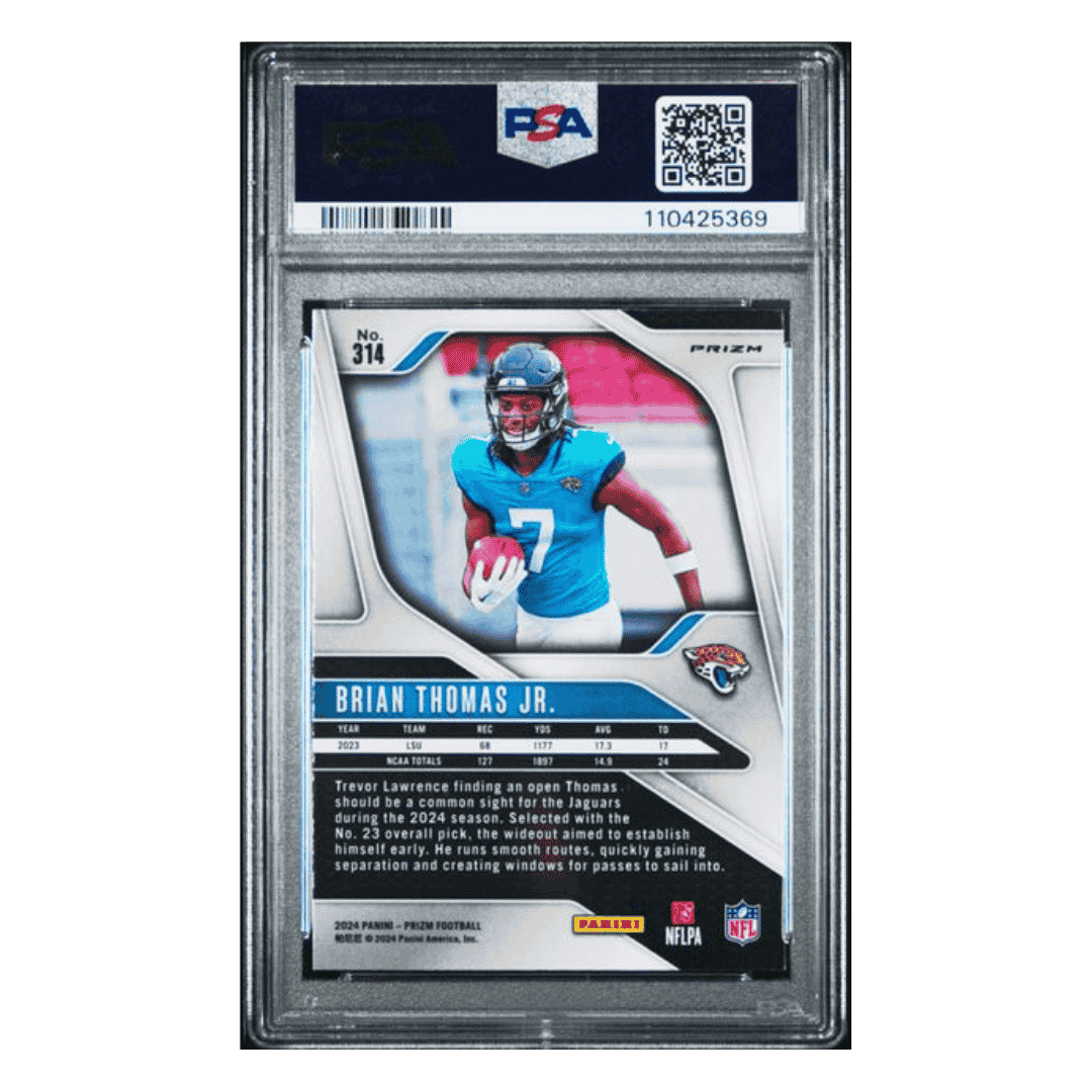 Brian Thomas Jr PSA 9 2024 Panini Prizm Green Prizm Rookie RC Card #314