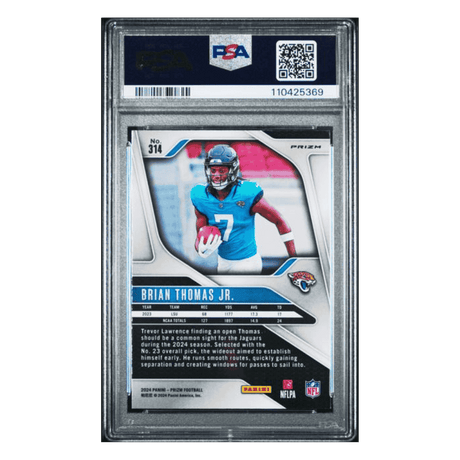 Brian Thomas Jr PSA 9 2024 Panini Prizm Green Prizm Rookie RC Card #314