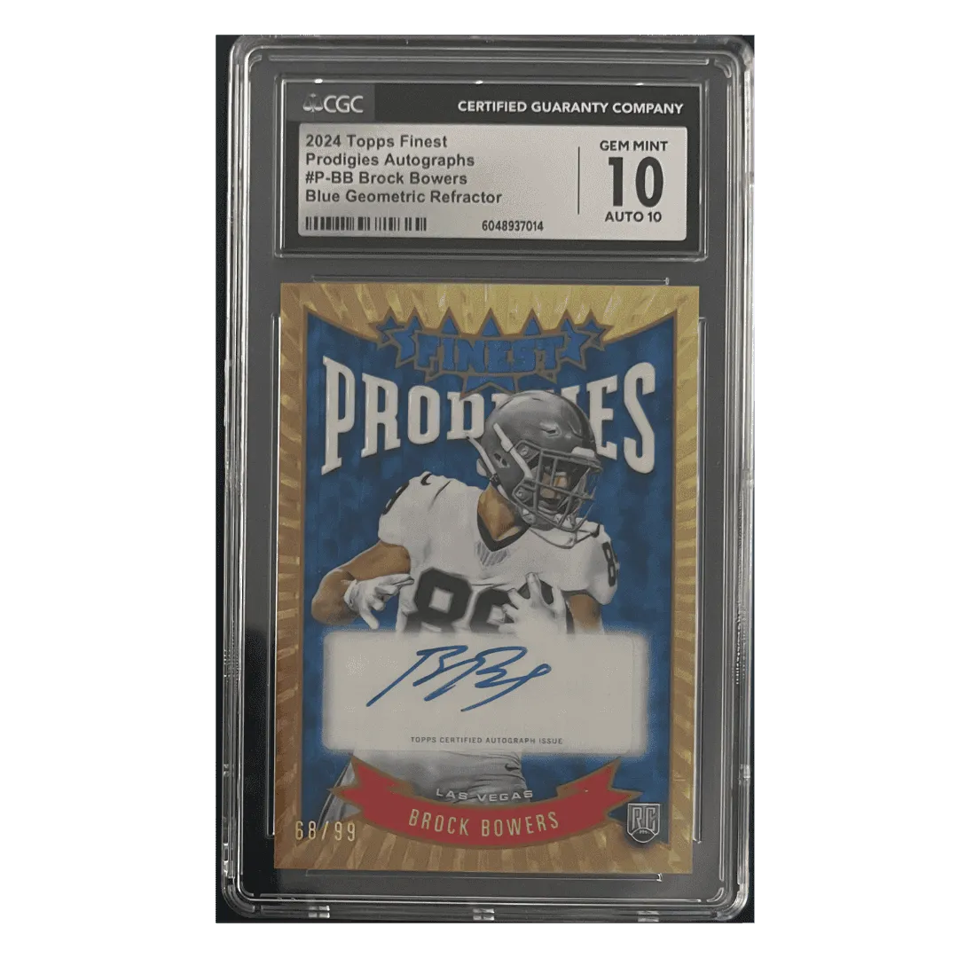Brock Bowers CGC 10 2024 Topps Finest Prodigies Autograph Blue Geometric Refractor #d/ 99 Card #PBB