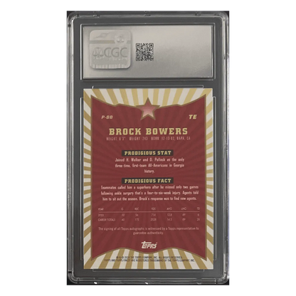 Brock Bowers CGC 10 2024 Topps Finest Prodigies Autograph Blue Geometric Refractor #d/ 99 Card #PBB
