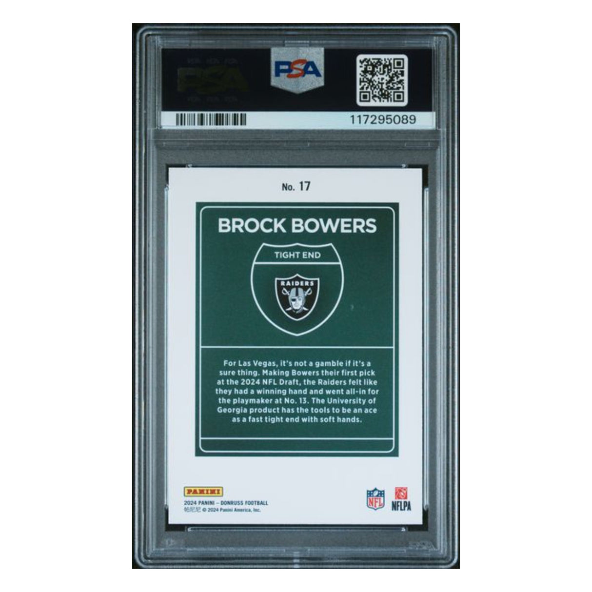 Brock Bowers PSA 10 2024 Panini Donruss Downtown! Rookie RC Card #17