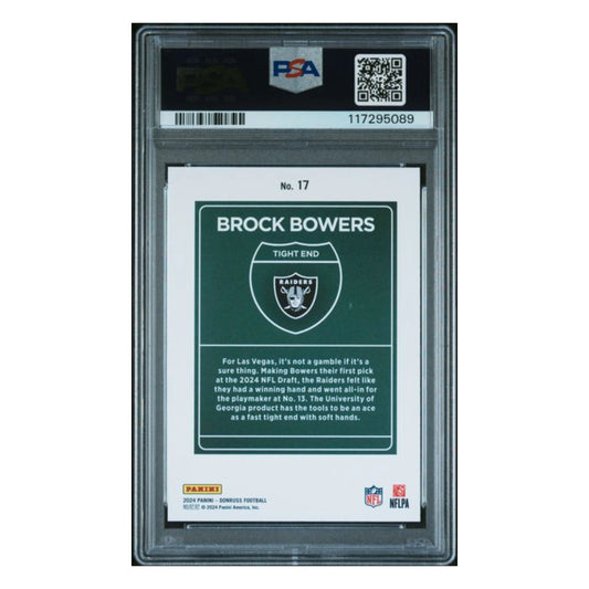 Brock Bowers PSA 10 2024 Panini Donruss Downtown! Rookie RC Card #17