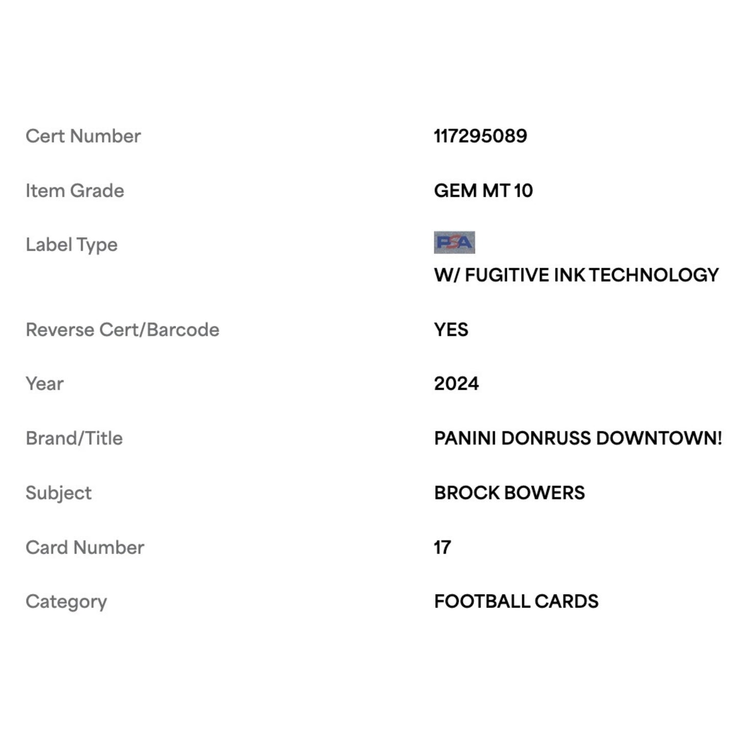 Brock Bowers PSA 10 2024 Panini Donruss Downtown! Rookie RC Card #17