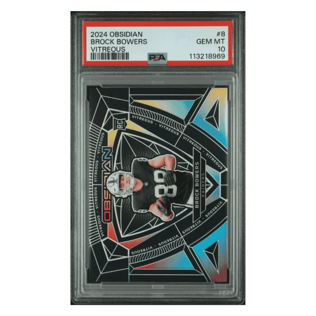 Brock Bowers PSA 10 2024 Panini Obsidian Vitreous Rookie RC Case Hit Card #8