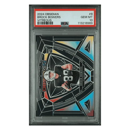 Brock Bowers PSA 10 2024 Panini Obsidian Vitreous Rookie RC Case Hit Card #8