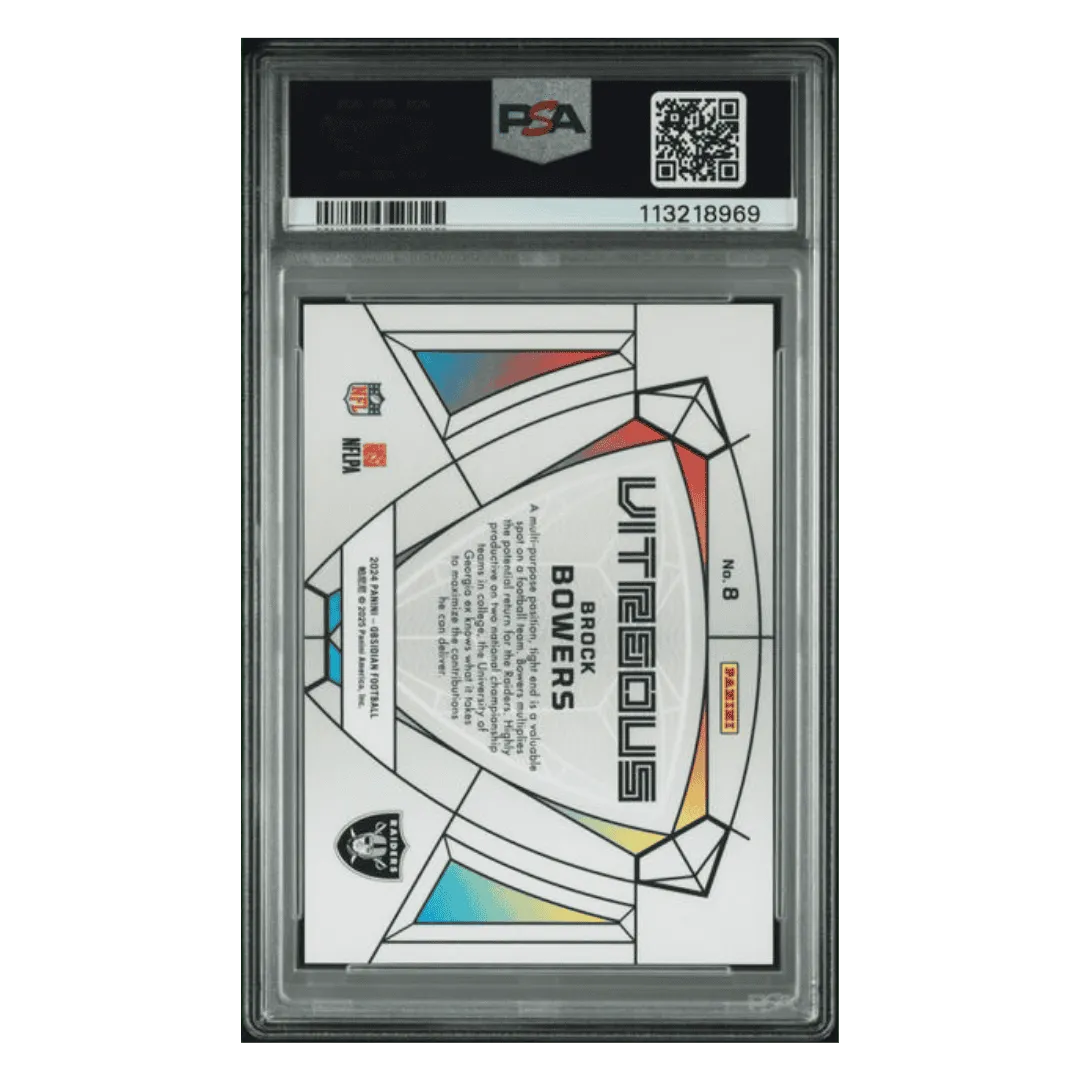 Brock Bowers PSA 10 2024 Panini Obsidian Vitreous Rookie RC Case Hit Card #8
