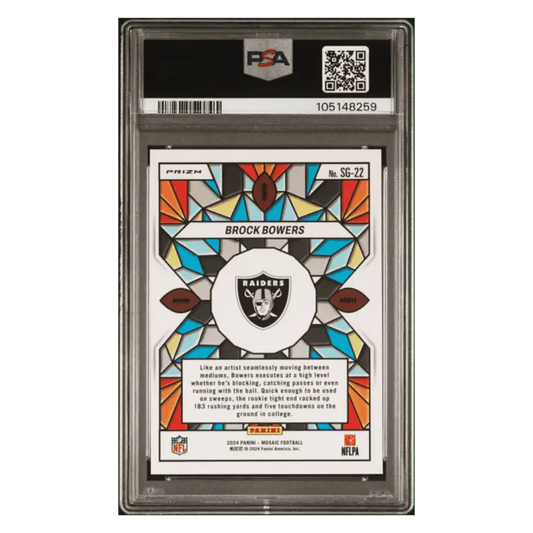 Brock Bowers PSA 9 2024 Panini Mosaic Stained Glass Rookie RC Case Hit Card #SG22