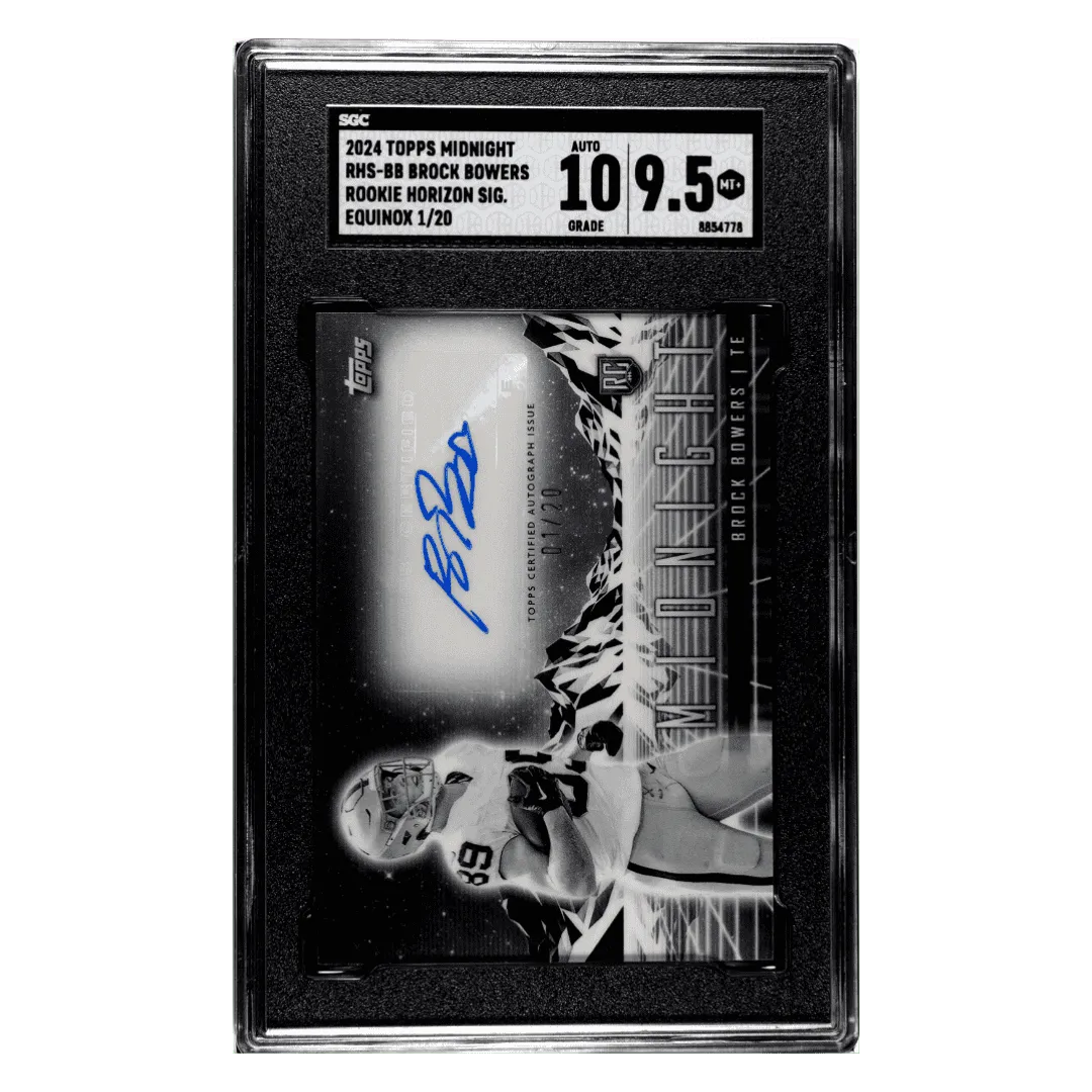 Brock Bowers SGC 9.5 2024 Topps Midnight Rookie Horizon Signatures Equinox #1/ 20 Card #RHS-BB