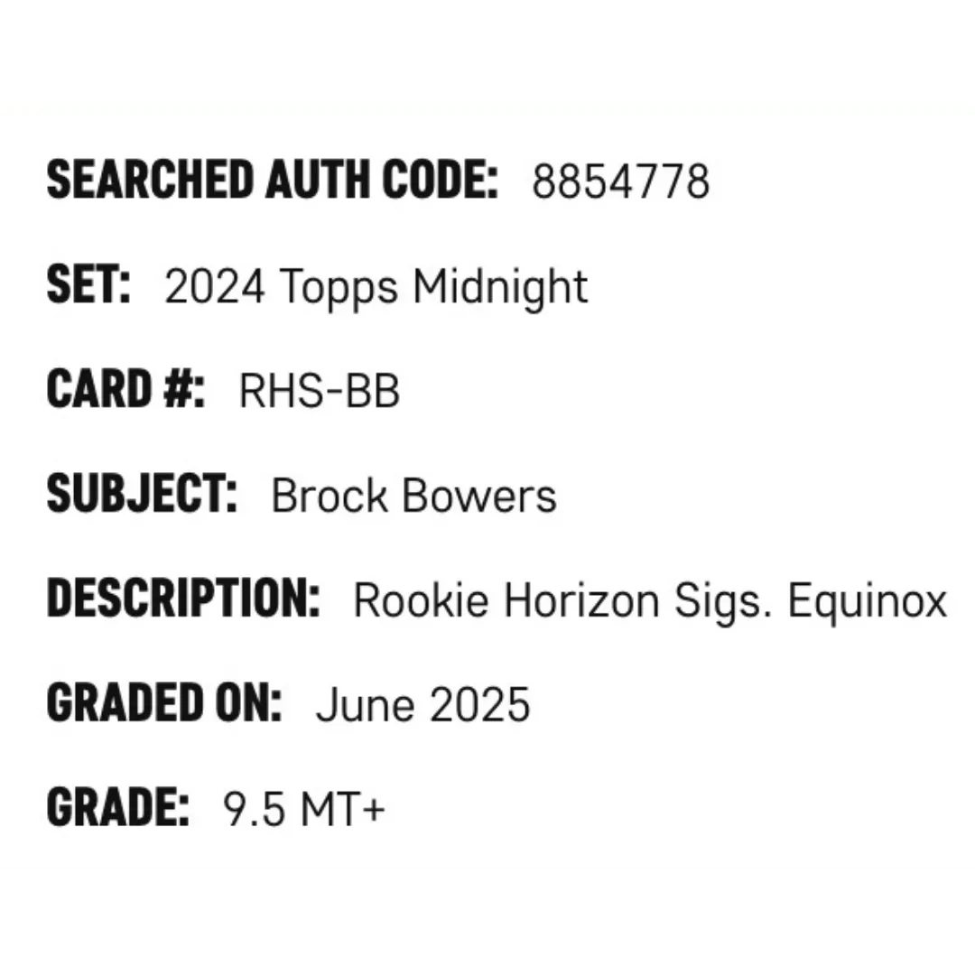 Brock Bowers SGC 9.5 2024 Topps Midnight Rookie Horizon Signatures Equinox #1/ 20 Card #RHS-BB