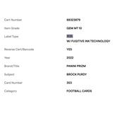 Brock Purdy PSA 10 2022 Panini Prizm Rookie RC Card #353