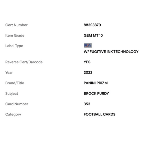 Brock Purdy PSA 10 2022 Panini Prizm Rookie RC Card #353