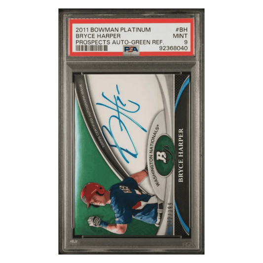 Bryce Harper PSA 9 2011 Topps Bowman Platinum Prospects Autographed Green Refractor #d/ 399 Card #BH