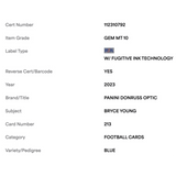 Bryce Young PSA 10 2023 Panini Donruss Optic Blue Rated Rookie #d/ 199 Card #213