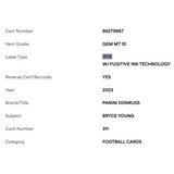 Bryce Young PSA 10 2023 Panini Donruss Rated Rookie Card #311