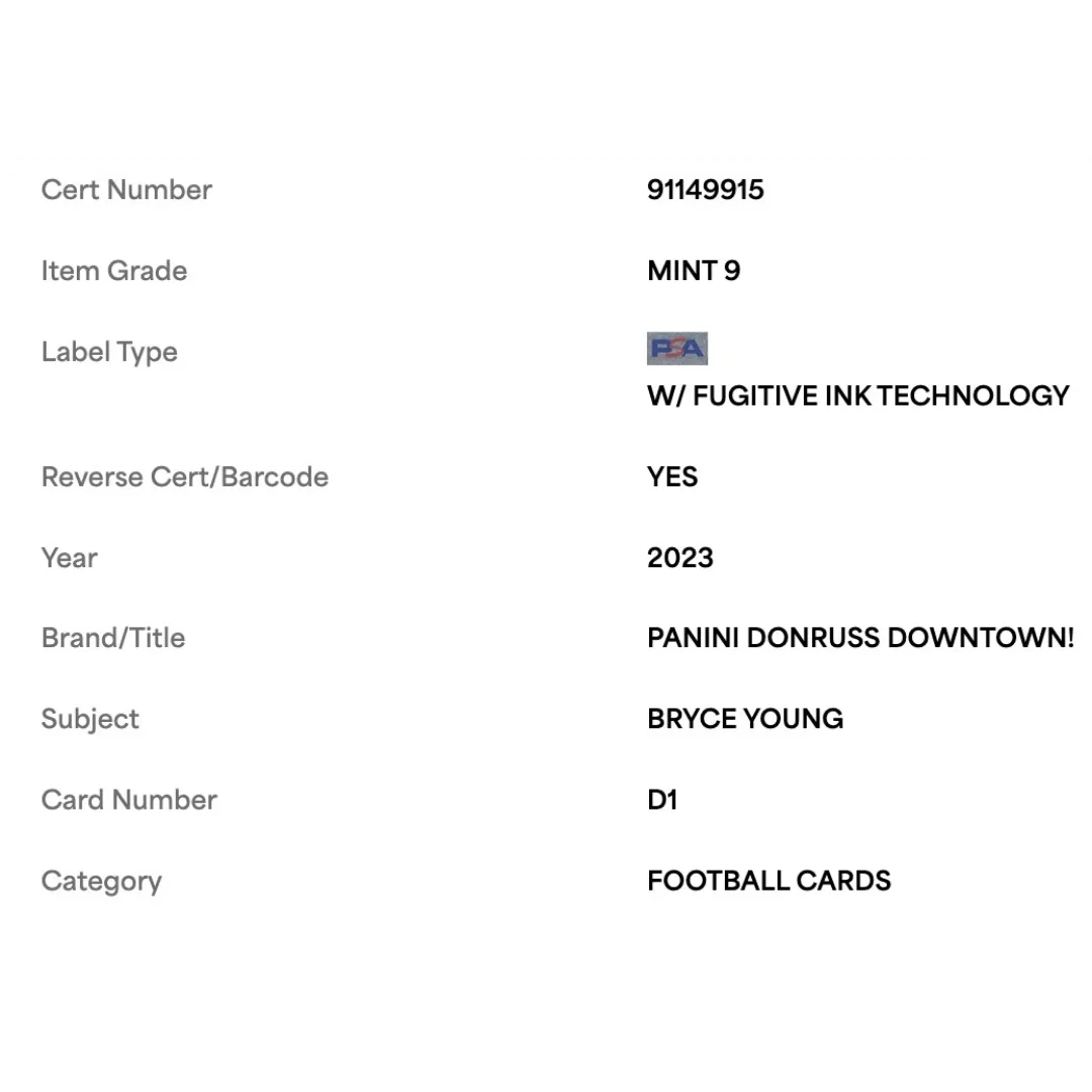 Bryce Young PSA 9 2023 Panini Donruss Downtown! Rookie RC Card #D1