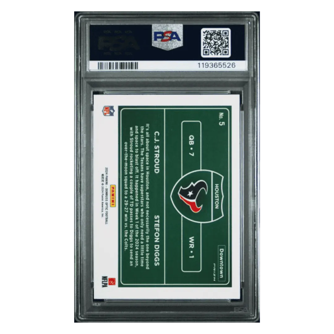C.J. Stroud & Stefon Diggs PSA 9 2024 Panini Donruss Optic Downtown Duos Card #5