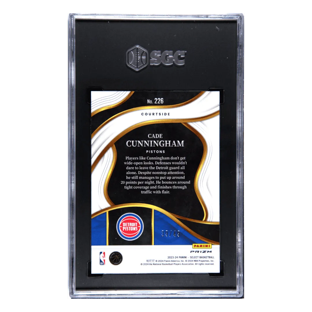 Cade Cunningham SGC 10 2023-24 Panini Select Teal/White/Pink Prizm 39/49 Card #226
