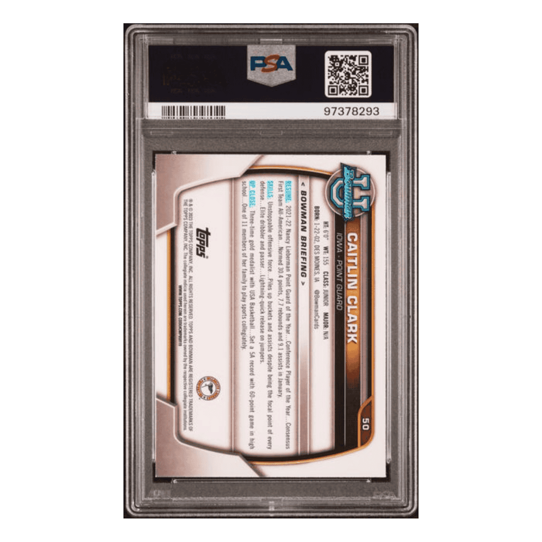 Caitlin Clark PSA 9 2022 Bowman University Card #50