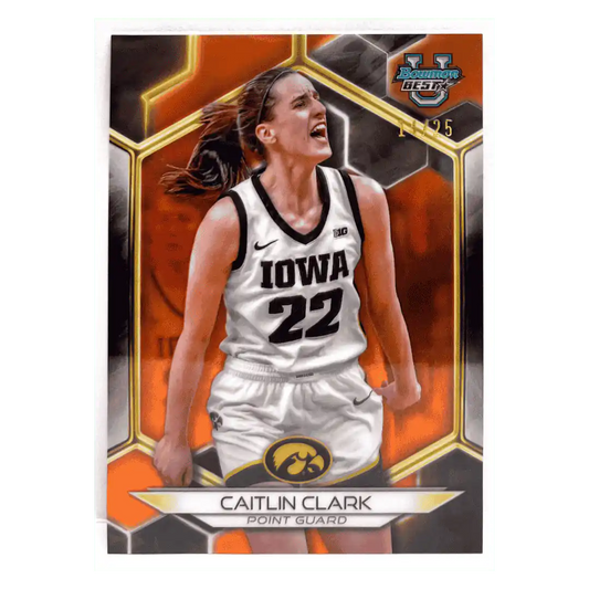Caitlin Clark 2024 Topps Bowman University Best Orange Refractor #d/ 25 Card #30