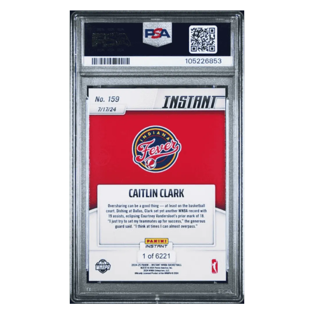 Caitlin Clark PSA 10 2024 Panini Instant WNBA Rookie RC Card #159