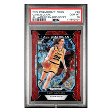 Caitlin Clark PSA 10 2024 Panini Prizm Draft Picks All American Red Scope Rookie RC #d/ 88 Card #23