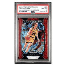 Caitlin Clark PSA 10 2024 Panini Prizm Draft Picks All American Red Scope Rookie RC #d/ 88 Card #23