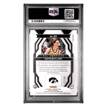 Caitlin Clark PSA 10 2024 Panini Prizm Draft Picks All American Red Scope Rookie RC #d/ 88 Card #23