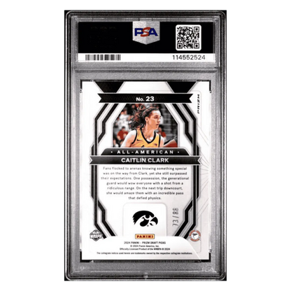 Caitlin Clark PSA 10 2024 Panini Prizm Draft Picks All American Red Scope Rookie RC #d/ 88 Card #23