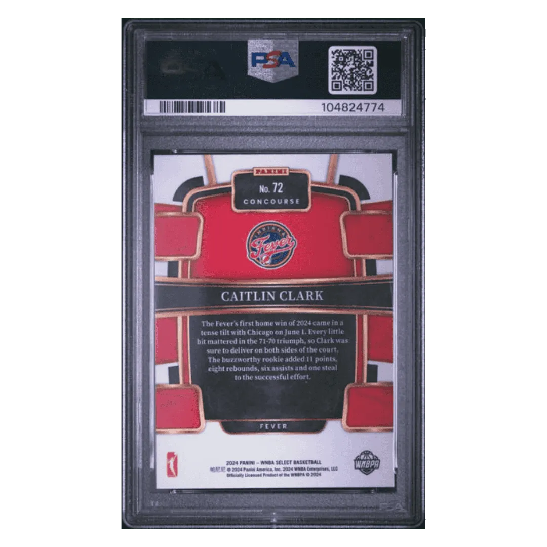 Caitlin Clark PSA 10 2024 Panini Select WNBA Rookie RC Card #72