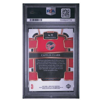 Caitlin Clark PSA 10 2024 Panini Select WNBA Rookie RC Card #72