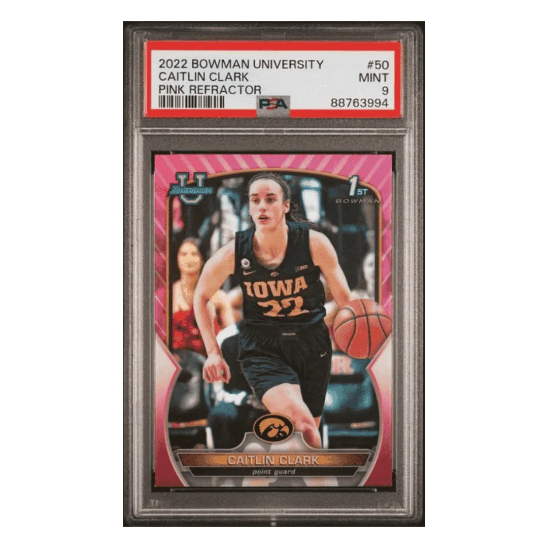 Caitlin Clark PSA 9 2022 Topps Bowman University Pink Refractor Card #50