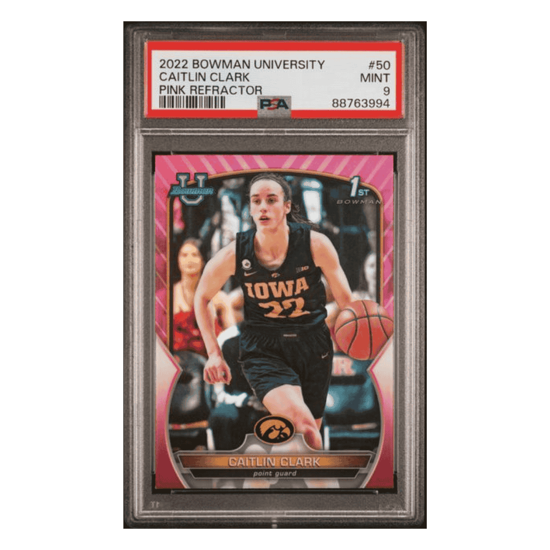 Caitlin Clark PSA 9 2022 Topps Bowman University Pink Refractor Card #50