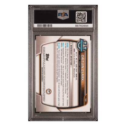 Caitlin Clark PSA 9 2022 Topps Bowman University Pink Refractor Card #50