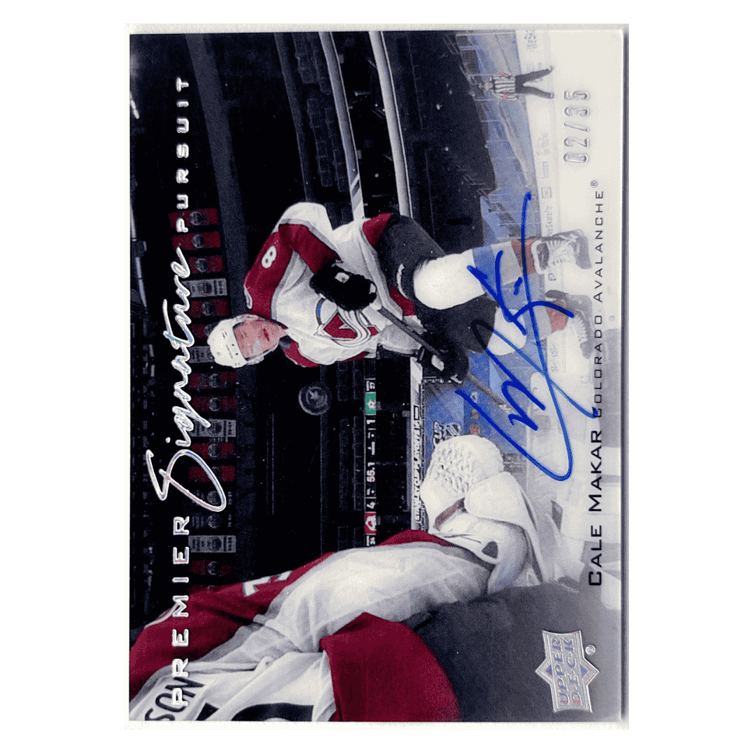 Cale Makar 2020-21 Upper Deck Premier Premier Signature Pursuit Auto #d/35 Card #SP-CM