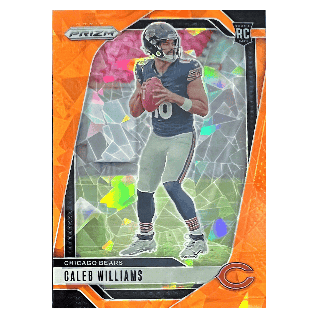 Caleb Williams 2024 Panini Prizm Orange Cracked Ice Rookie RC Card #301
