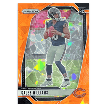 Caleb Williams 2024 Panini Prizm Orange Cracked Ice Rookie RC Card #301