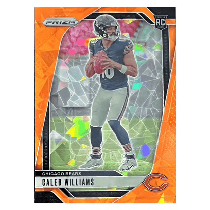 Caleb Williams 2024 Panini Prizm Orange Cracked Ice Rookie RC Card #301