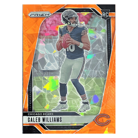 Caleb Williams 2024 Panini Prizm Orange Cracked Ice Rookie RC Card #301