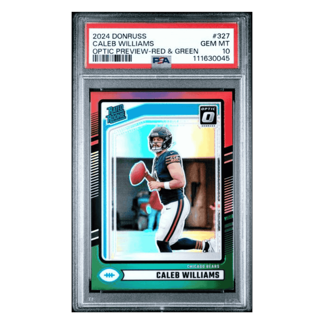 Caleb Williams PSA 10 2024 Panini Donruss Optic Preview Red & Green Rated Rookie Card #327