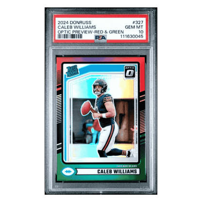 Caleb Williams PSA 10 2024 Panini Donruss Optic Preview Red & Green Rated Rookie Card #327